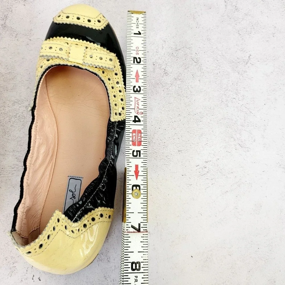 Brogue Ballet Flats Girls 3 Black Cream Patent Leather Wingtip Italian MI MI SOL